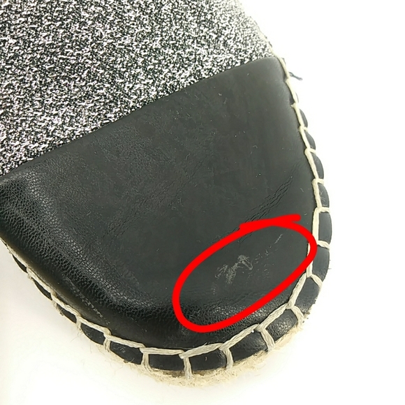 Zara Basic Collection Metallic Faux Leather Cap Toe Espadrills Silver Glitter 35 - Picture 15 of 15